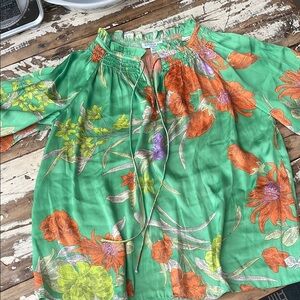 Current Air silky Smocked 3/4 Sleeve Blouse